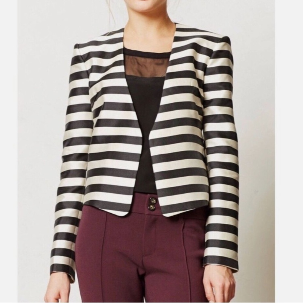Serge Blazer Striped Open bolero jacket size 34 xs small elegant ,